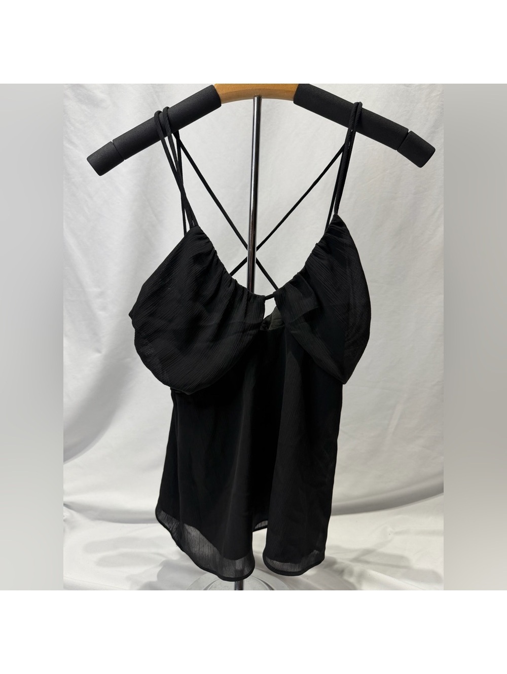Lulus Elegant Black racer cross back Strappy Women's tank Top club top